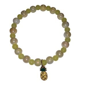 Beaded Bracelet with Pineapple Charm - Fun Yellow Summer‎ Jewelry
